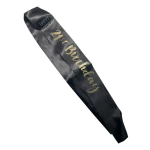 Black birhday sash gold writing