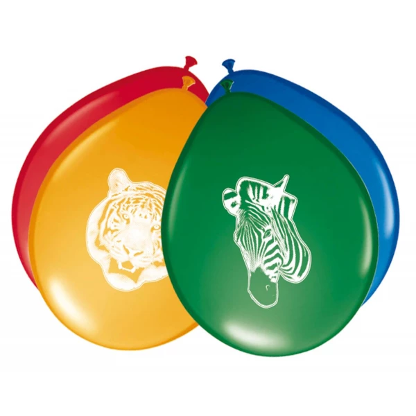 8 X AFRICAN SAFARI ANIMALS DELUXE PARTY BALLOONS - 30CM
