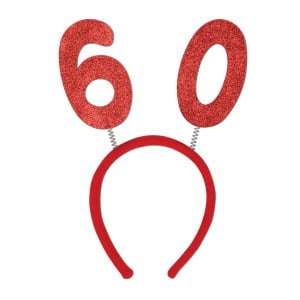 60TH BIRTHDAY RED GLITTER TIARA HEAD BOPPERS