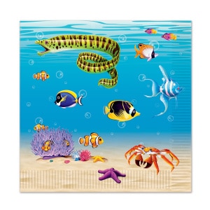 16 X UNDER THE SEA FISHES PARTY NAPKINS - 33CM