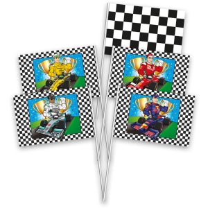 8 X FORMULA RACING HAND HELD CHEQUERED FLAGS - 20CM X 30CM