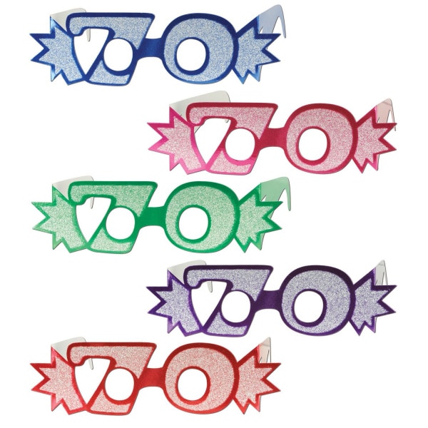 70TH BIRTHDAY GLITTER BLUE FOIL PARTY GLASSES