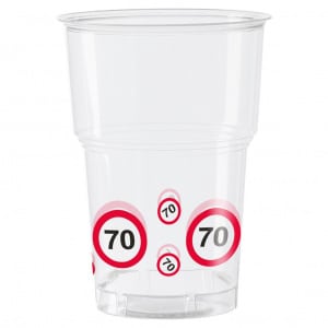10 X 70TH BIRTHDAY TRAFFIC SIGN PARTY CUPS - 250ML