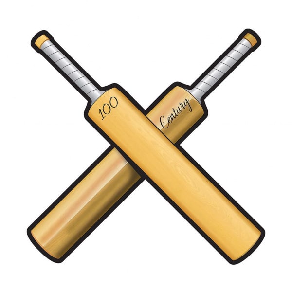 CROSSED CRICKET BATS CUTOUT DECORATION - 26CM