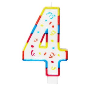 XL NUMBER 4 MULTICOLOURED BIRTHDAY CANDLE