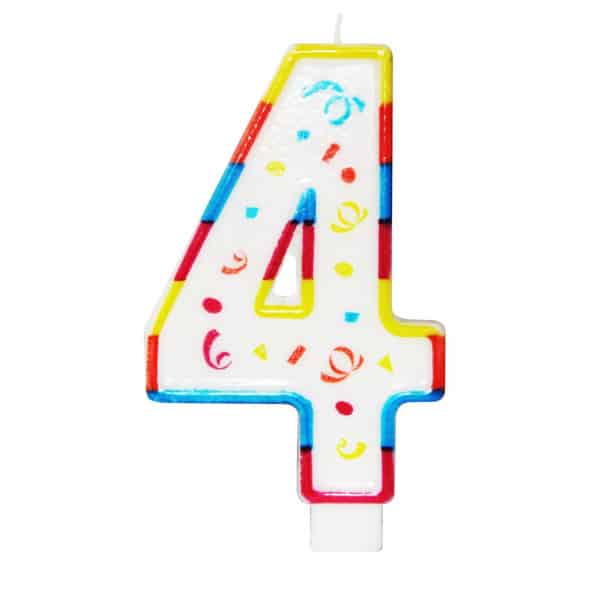 XL NUMBER 4 MULTICOLOURED BIRTHDAY CANDLE
