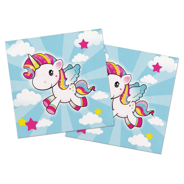 20 X CUTE CARTOON UNICORN PARTY NAPKINS - 33CM