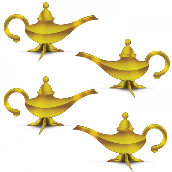 4 X GOLD MAGIC LAMP ARABIAN NIGHTS TABLE DECORATIONS - 38CM X 46CM