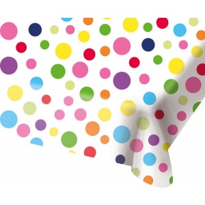 COLOURFUL POLKADOT PARTY TABLECLOTH - 1.3M X 1.8M