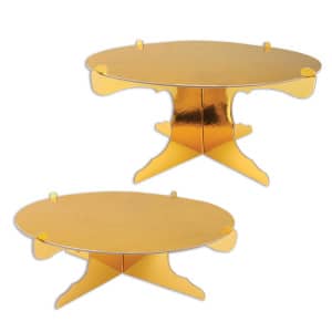 2 X GOLD FOILED CARD CAKE STANDS - 31.75CM