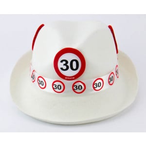 30TH BIRTHDAY TRAFFIC SIGN WHITE TRILBY HAT