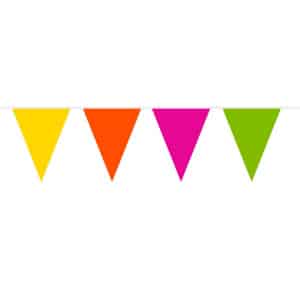 MULTICOLOURED FLAME RETARDANT TRIANGLE PARTY BUNTING - 10M