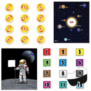 PIN THE SUN IN THE SOLAR SYSTEM 2 SIDED PARTY GAME - 36CM X 41CM
