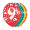 5 X 9TH BIRTHDAY ASSORTED COLOUR DELUXE PARTY BALLOONS - 30CM