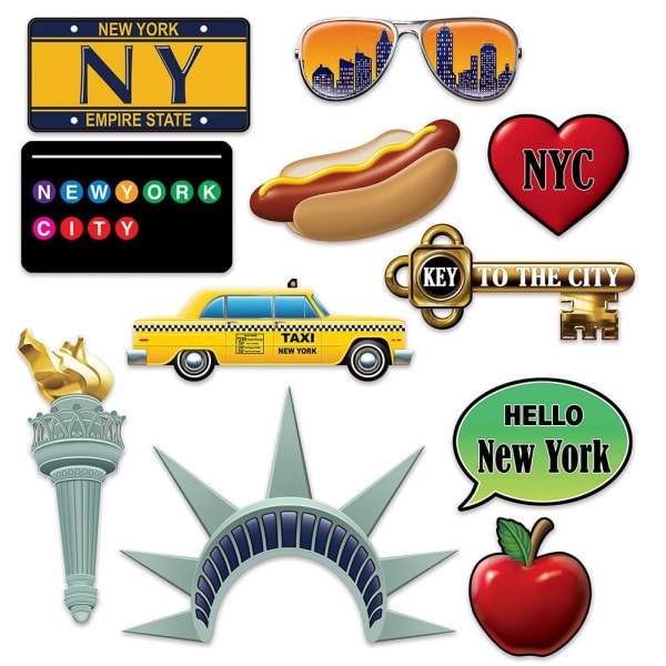 11 X NEW YORK CITY PHOTO BOOTH / SELFIE PROPS - 9CM - 34CM