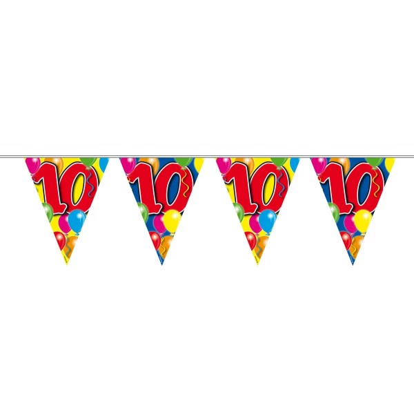 10TH BIRTHDAY TRIANGLE PARTY BUNTING BALLOON DESIGN - 10M
