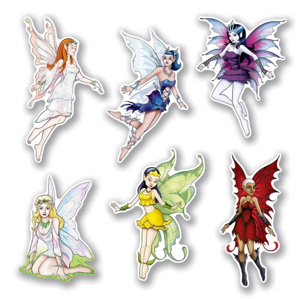 6 X FAIRY FANTASY CUTOUT DECORATIONS - 22CM - 31CM