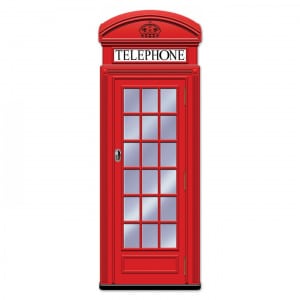 LARGE JOINTED RED PHONE BOX CUTOUT DECORATION - 1.5M