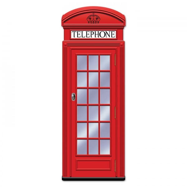 LARGE JOINTED RED PHONE BOX CUTOUT DECORATION - 1.5M