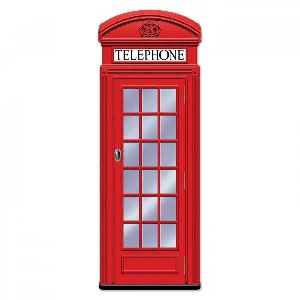 LARGE JOINTED RED PHONE BOX CUTOUT DECORATION - 1.5M