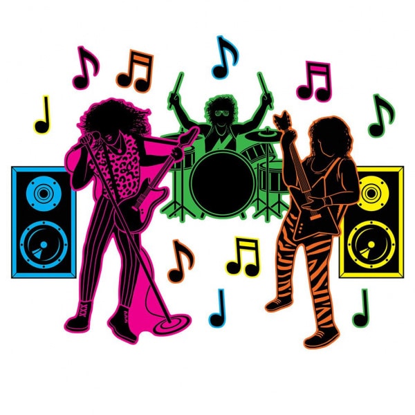 15 X 1980'S HAIR ROCK BAND CUTOUT DECORATIONS  - 9CM - 57CM