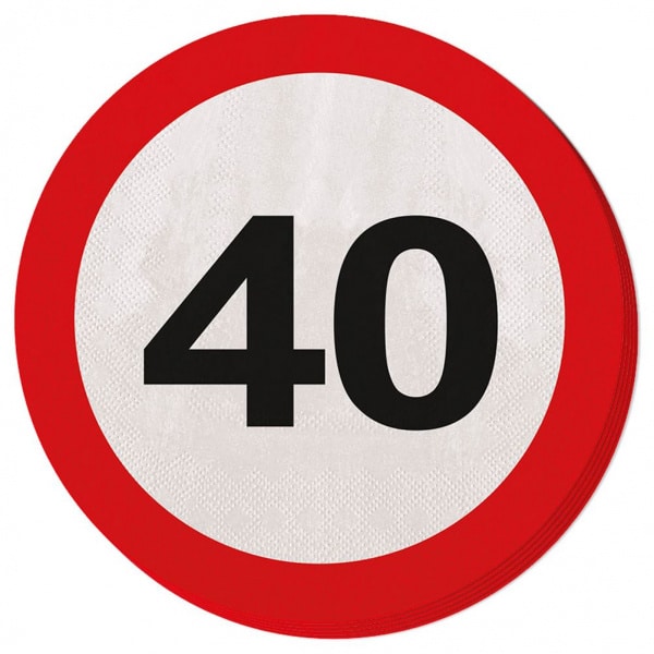 20 x 40th Birthday Traffic Sign Party Napkins | 40th Birthday Party ...