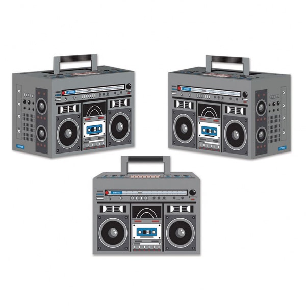 3 X BOOM BOX TABLE DECORATIONS / PARTY FAVOUR BOXES - 15CM