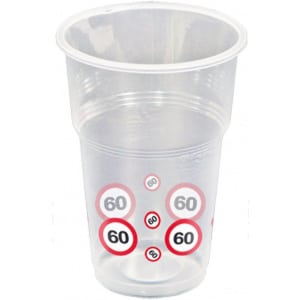 10 X 60TH BIRTHDAY TRAFFIC SIGN PARTY CUPS - 250ML