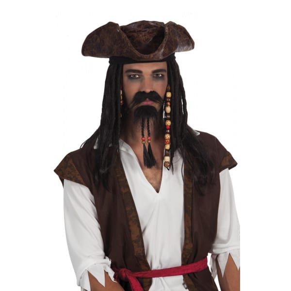 CARIBBEAN PIRATE MOUSTACHE AND BEARD SET