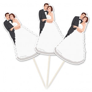 10 X WEDDING BRIDE & GROOM COCKTAIL STICKS