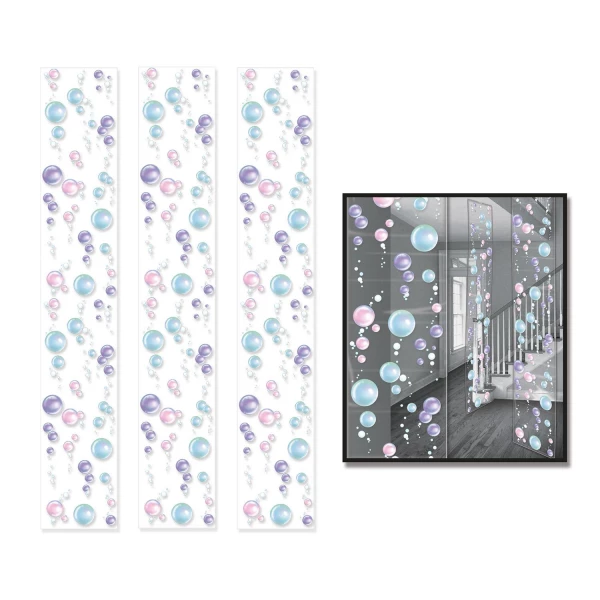 3 X UNDER THE SEA BUBBLES HANGING PARTY PANELS - 1.83M X 30CM