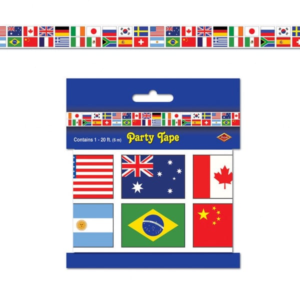 INTERNATIONAL FLAGS PARTY BARRIER TAPE - 6M