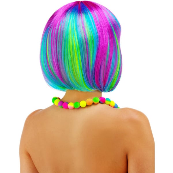 RAINBOW MULTICOLOURED NEON BOB WIG