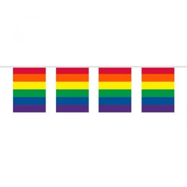 RAINBOW MULTICOLOURED SQUARE PARTY BUNTING - 10M