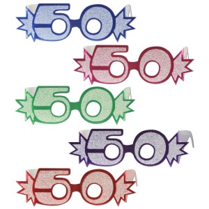 50TH BIRTHDAY GLITTER BLUE FOIL PARTY GLASSES