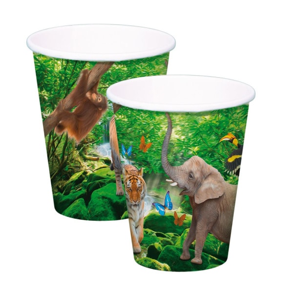 8 X AFRICAN SAFARI ANIMALS PARTY CUPS - 250ML