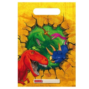 6 X DINOSAUR LOST WORLD PARTY / LOOT BAGS - 29CM