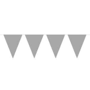 SILVER MATT METALLIC TRIANGLE PARTY BUNTING - 6M