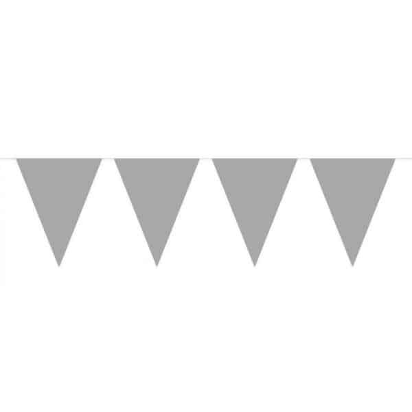 SILVER MATT METALLIC TRIANGLE PARTY BUNTING - 6M