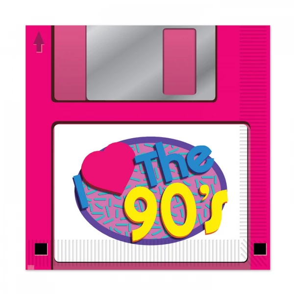 16 X I LOVE THE 90's FLOPPY DISK PARTY NAPKINS - 33CM
