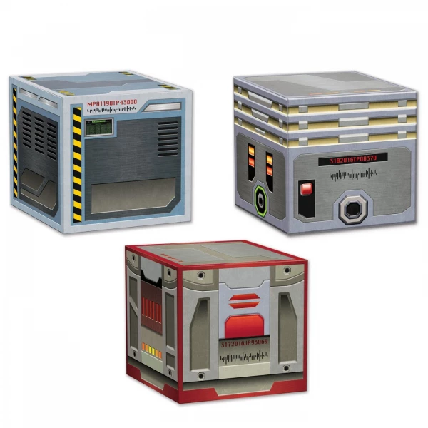 3 X SPACESHIP SMUGGLER'S CRATES FAVOUR BOX / TABLE DECORATION - 8CM