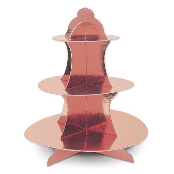 ROSE GOLD METALLIC CARD CUPCAKE STAND - 34CM