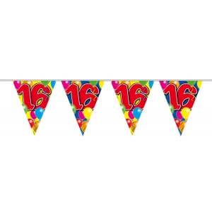 16TH BIRTHDAY TRIANGLE PARTY BUNTING BALLOON DESIGN - 10M