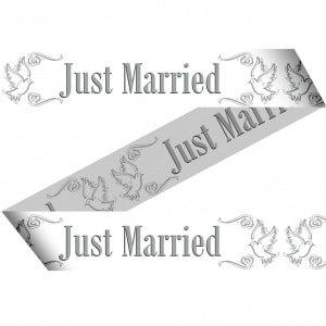 WEDDING JUST MARRIED DOVES PARTY BARRIER TAPE - 15M
