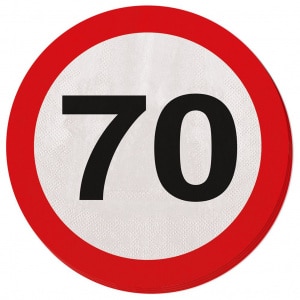 20 X 70TH BIRTHDAY TRAFFIC SIGN PARTY NAPKINS - 33CM