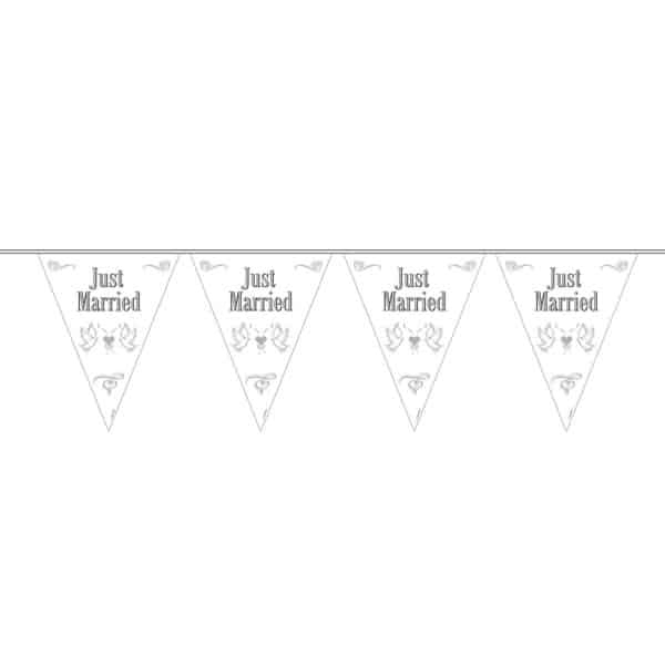 WEDDING JUST MARRIED DOVES TRIANGLE PARTY BUNTING - 10M