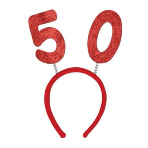 50TH BIRTHDAY RED GLITTER TIARA HEAD BOPPERS