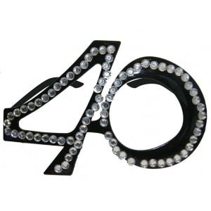 40TH BLACK DIAMANTE BIRTHDAY AGE PARTY GLASSES