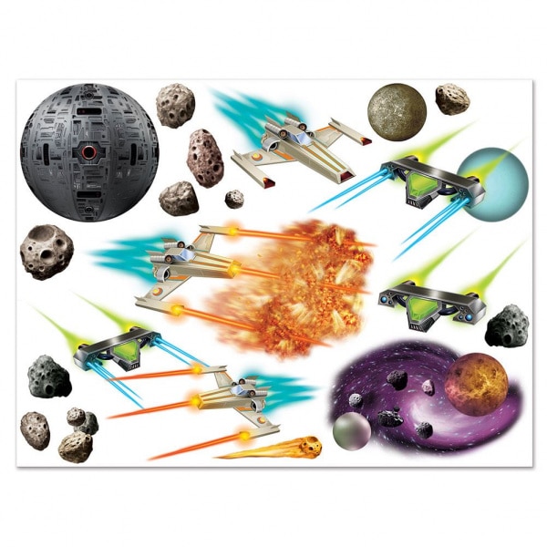 19 X GALAXY SPACE BATTLES INSTA-THEME CUTOUT DECORATIONS - 8CM - 1.22M