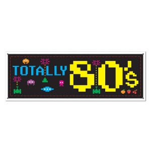LARGE TOTALLY 80'S RETRO ARCADE GAME PARTY BANNER - 1.5M X 30CM